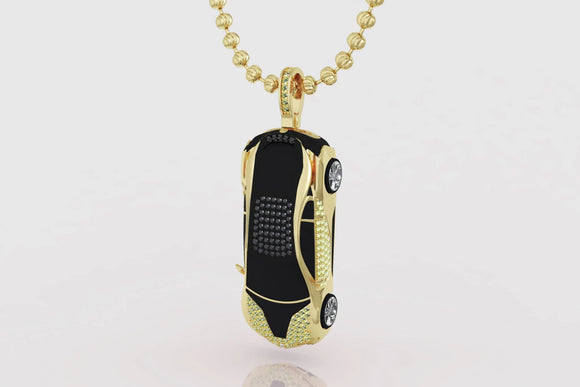 BMW i8 Yellow Gold and Diamond Pendant