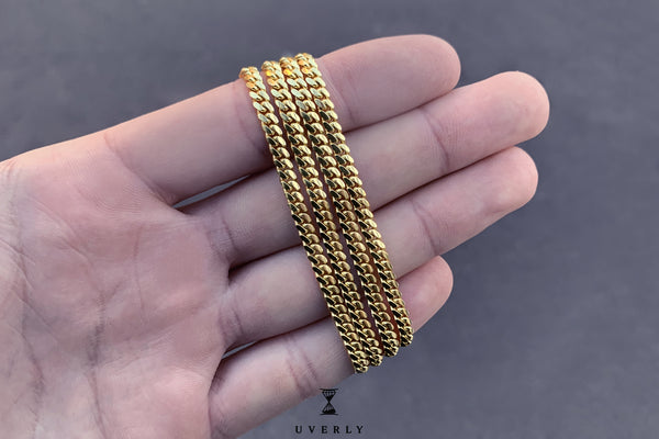 4mm Solid Miami Cuban Gold Bracelet | Uverly 14K / Yellow / 8