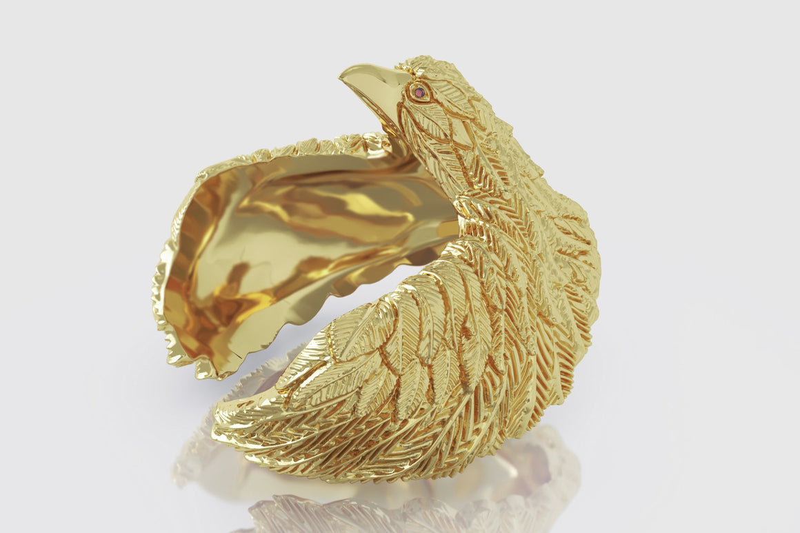 Yellow Gold Eagle Ruby Ring | Uverly
