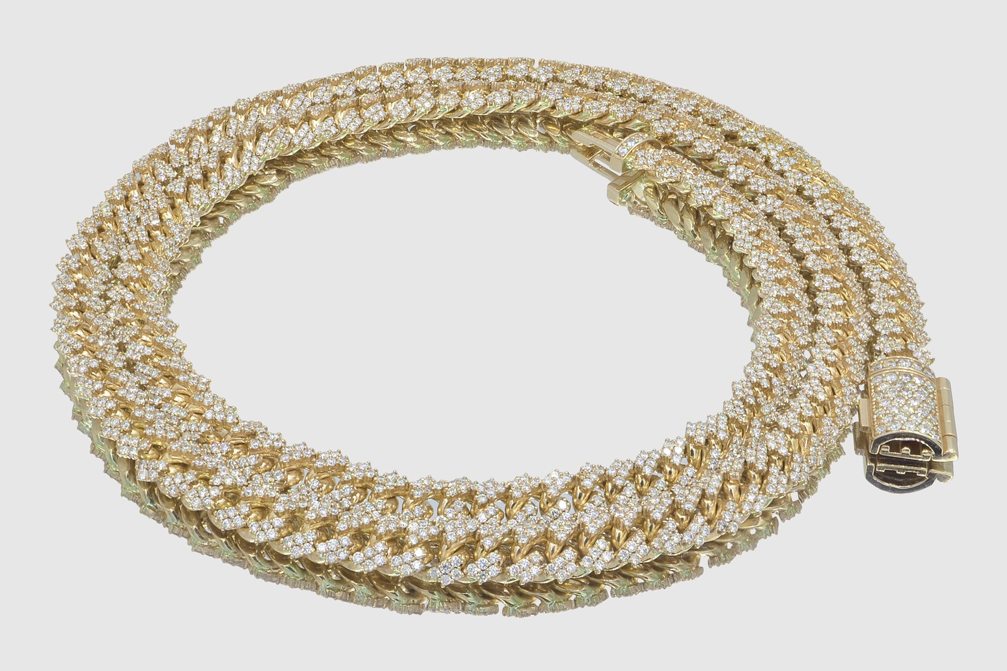 8mm Solid Gold Miami Cuban Diamond Prong Set Necklace| Uverly