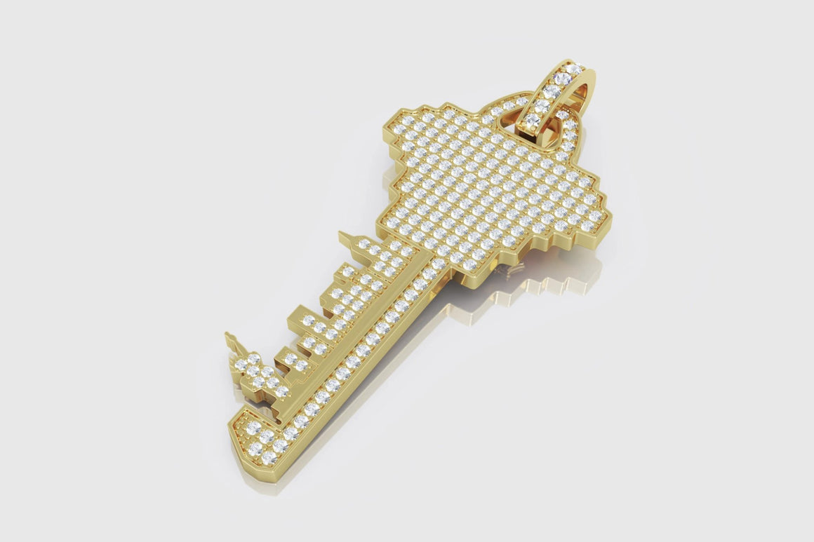 New York City Key Gold and Diamond Pendant