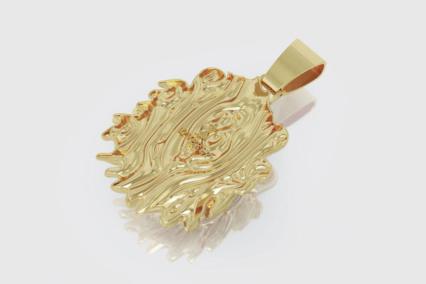 Lion Head Gold and Ruby Pendant