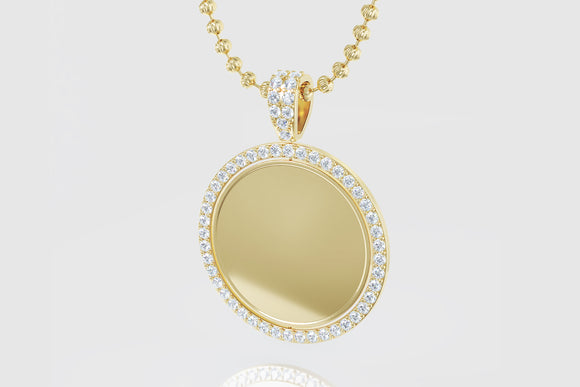 Custom 3D Diamond Double Sided Memory Pendant 14k or 18k Yellow Gold | Uverly