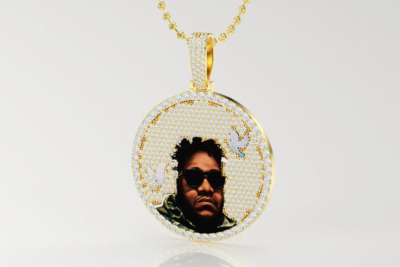 Custom 3D Diamond Picture Pendant in 14k or 18k Yellow Gold | Uverly