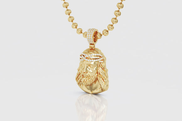 Diamond Jesus Piece Pendant made in 14k or 18k Solid Yellow Gold | Uverly