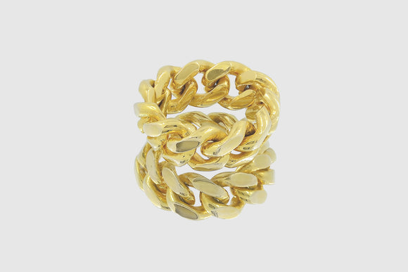 14k Gold Miami Cuban Chain Ring