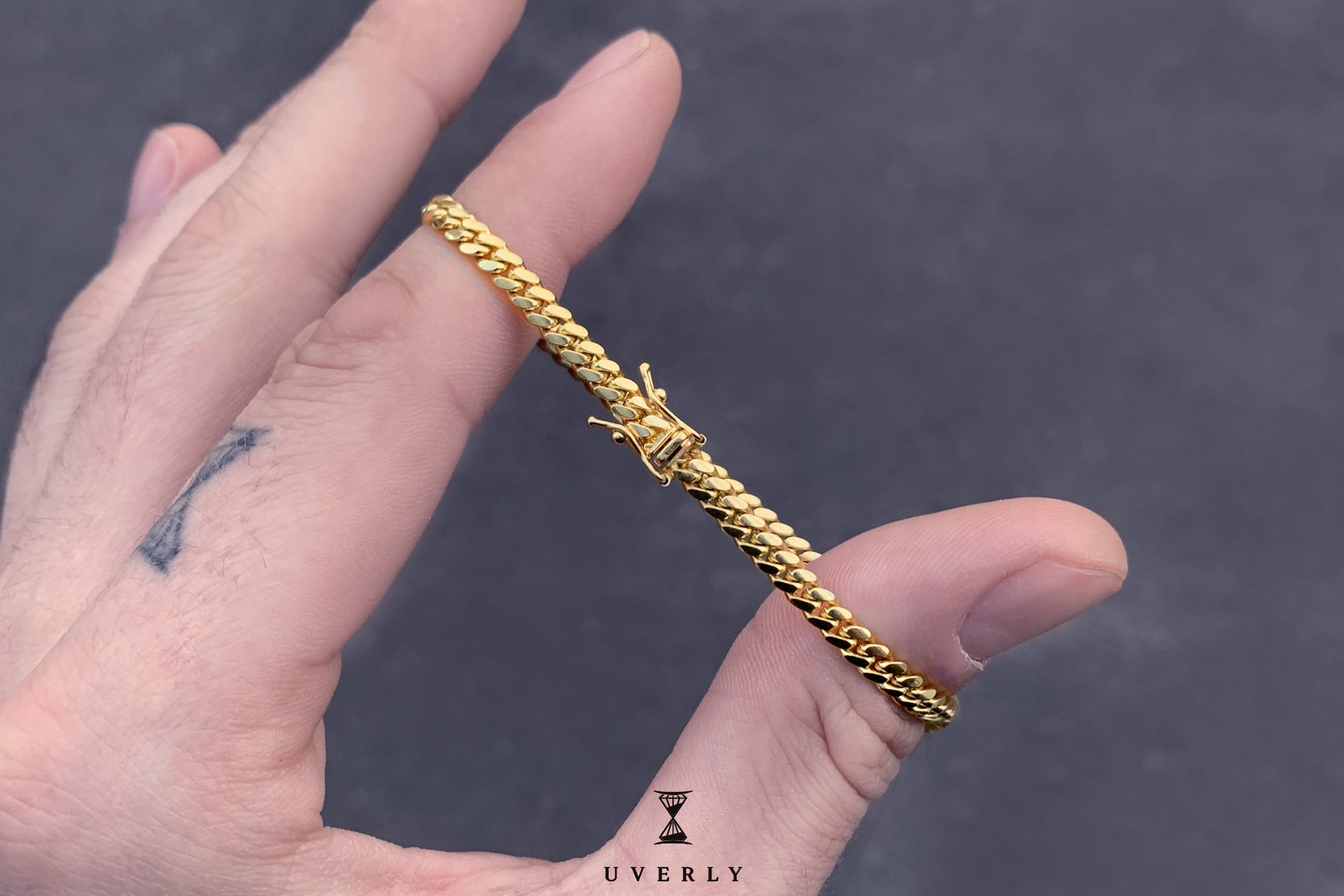 5mm Solid Miami Cuban Gold Bracelet - Main Image