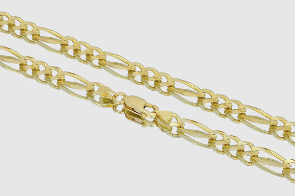 2mm - 12mm Figaro Chain Necklace - 14k Solid Yellow Gold | Uverly