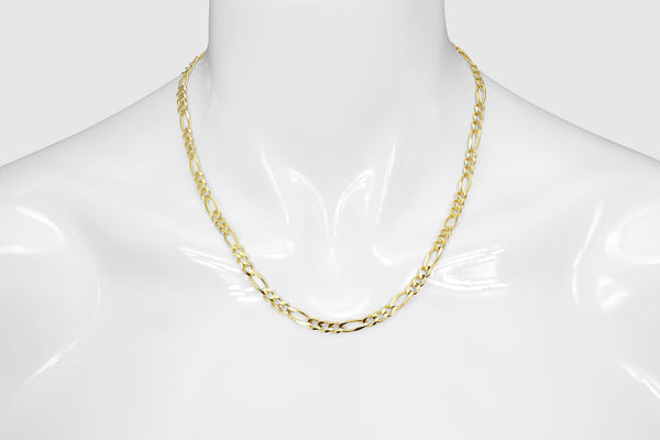 2mm - 12mm Figaro Chain Necklace - 14k Solid Yellow Gold | Uverly