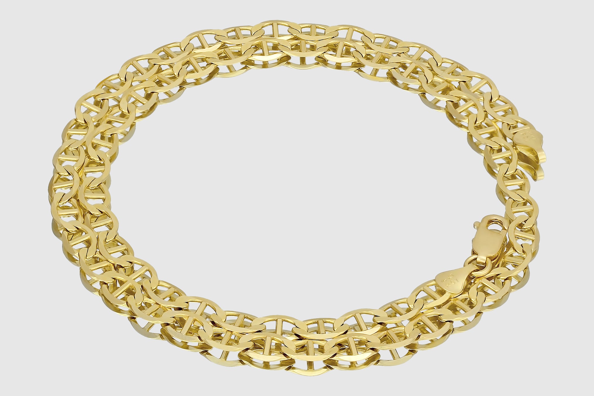 Real 10K Yellow Gold Solid Flat Mariner Chain 2.50mm Necklace Plain 16-24  Inches - JFL Diamonds & Timepieces