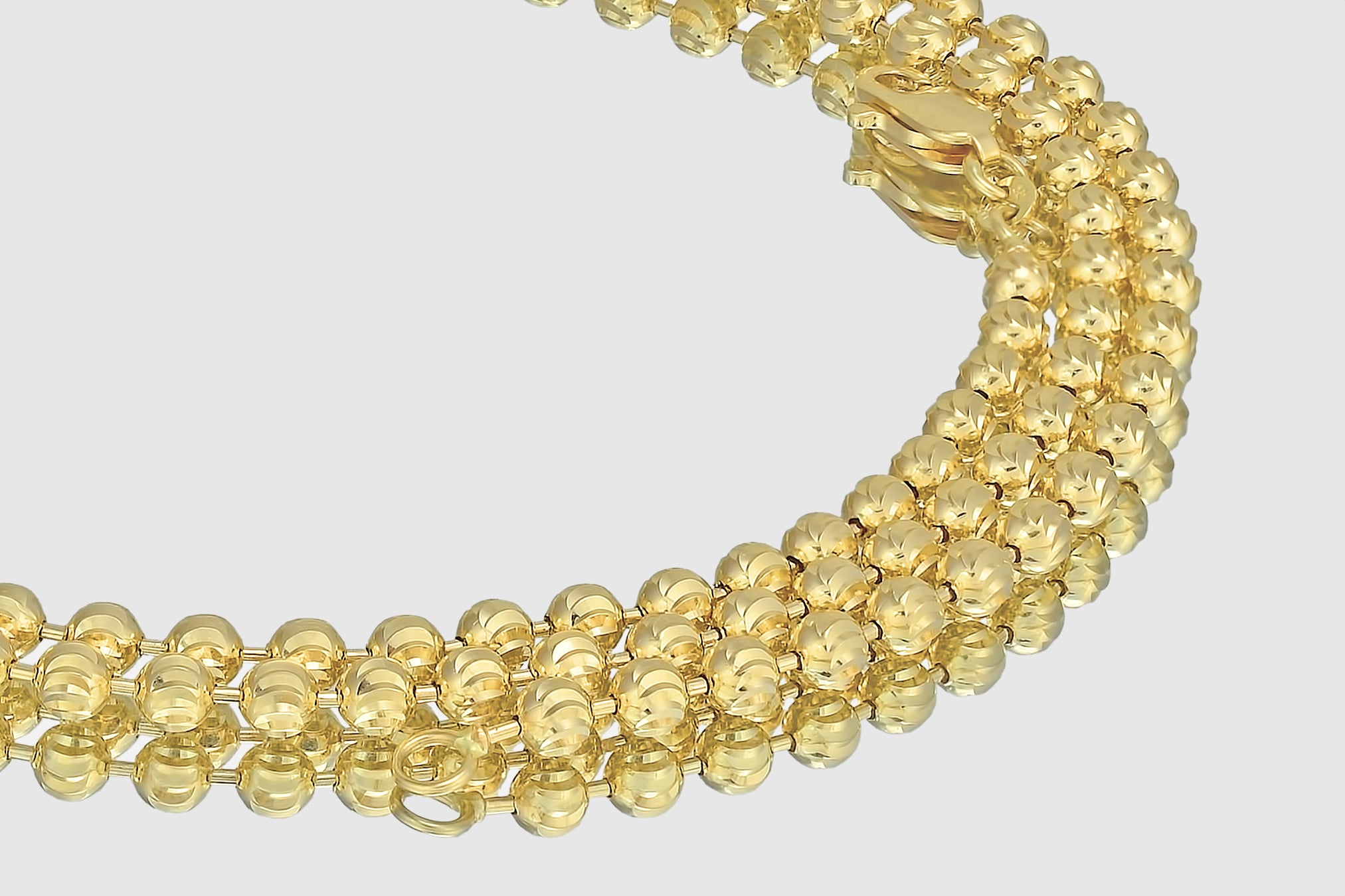 14k Yellow Gold Diamond Ball Bead Chain 23.00 Ctw