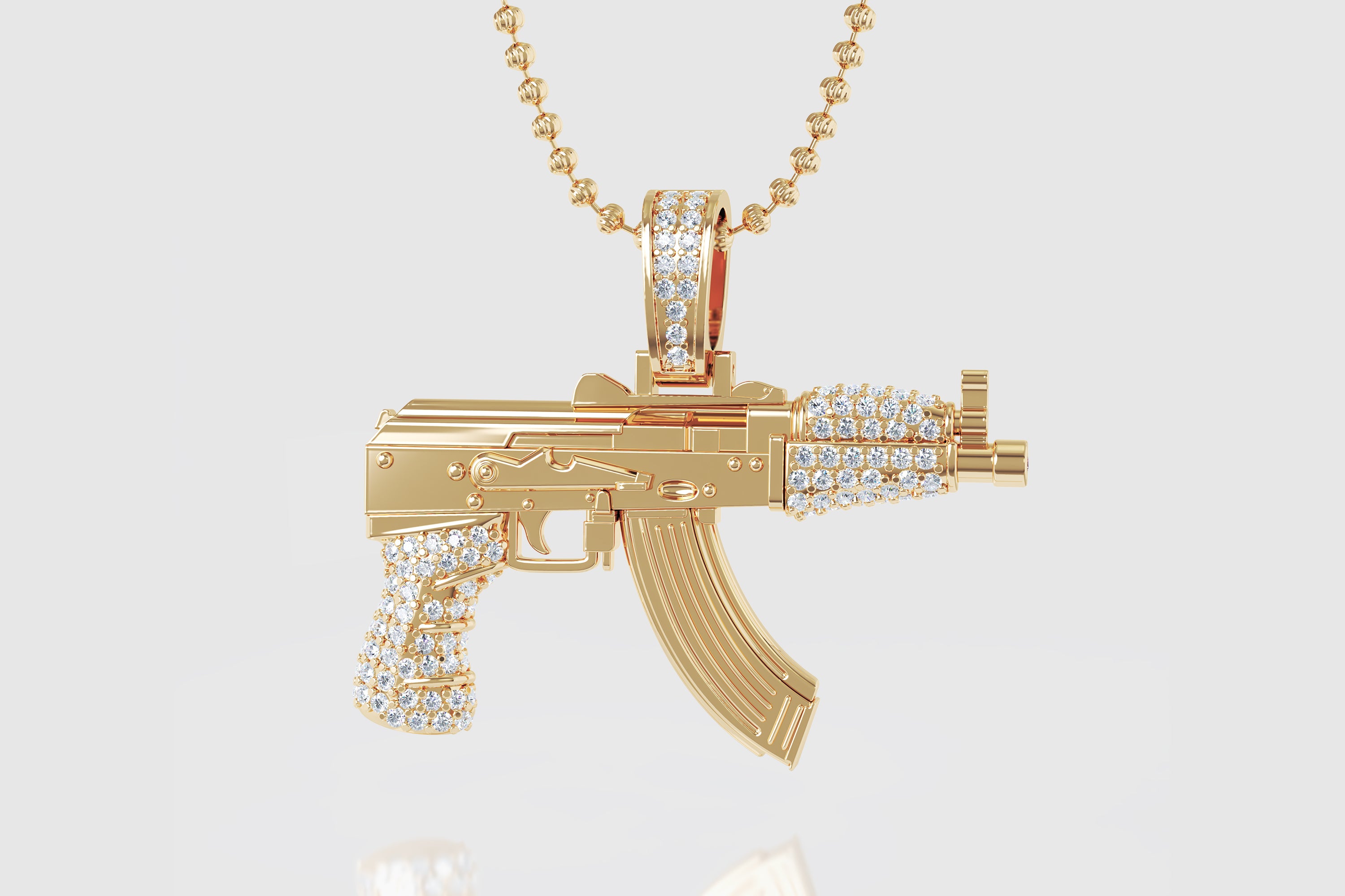 10k Yellow Gold AK 47 Pendant Gold Rifle Necklace Pendant With CZ - Etsy