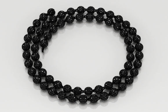 7mm Black Gold and Diamond Ball Bead Necklace 14k or 18k Gold | Uverly