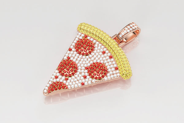 Pizza Slice Pendant in 14k or 18k Rose Pink Gold | Uverly