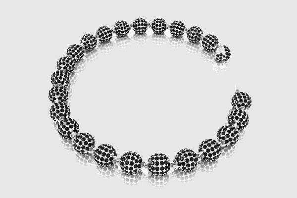 7mm Diamond Ball Bead Bracelet in 14k or 18k White Gold | Uverly