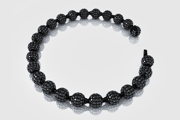 7mm Black Gold and Diamond Ball Bead Bracelet 14k or 18k Gold | Uverly