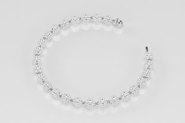 7mm Diamond Ball Bead Bracelet in 14k or 18k White Gold | Uverly