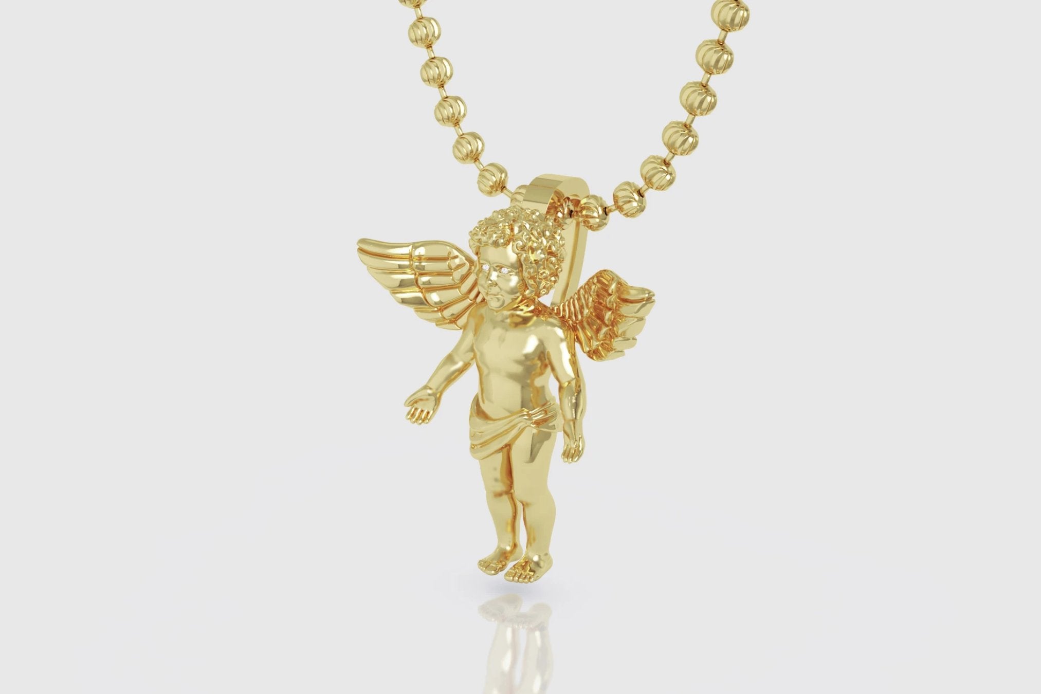 3d Diamond Micro Angel Gold Pendant - UVERLY