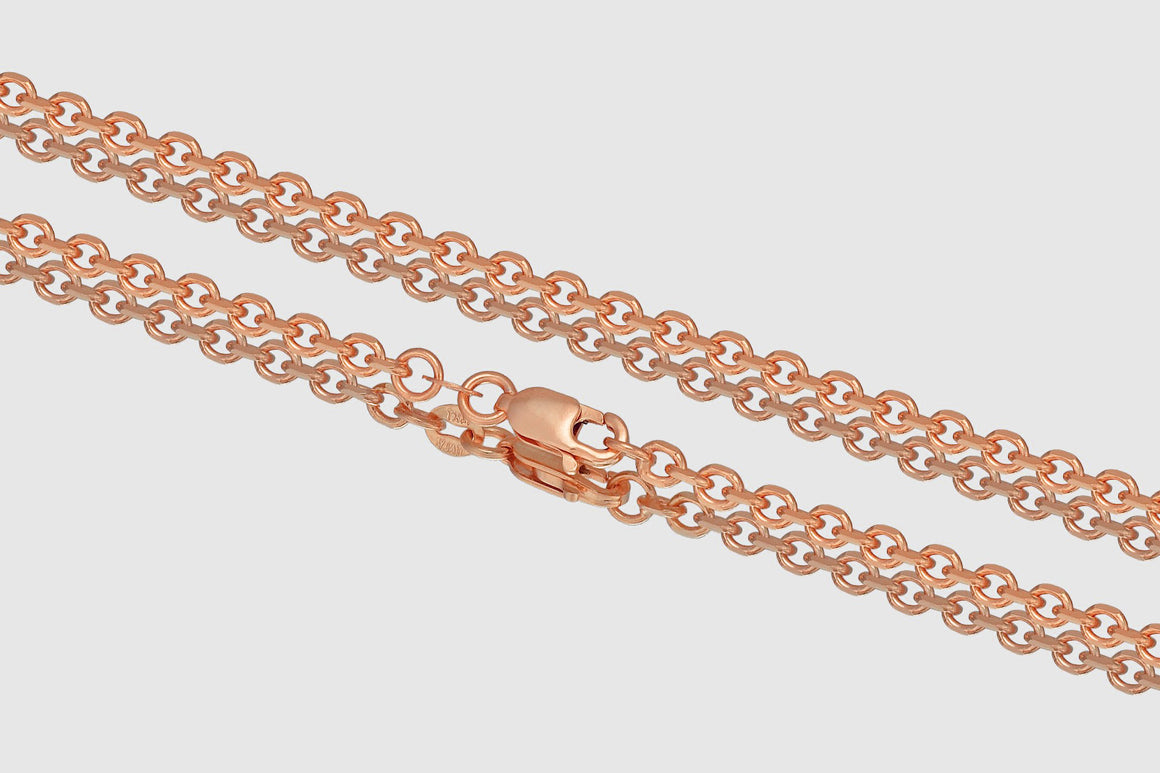 14k Cable Link Solid Rose Gold Necklace