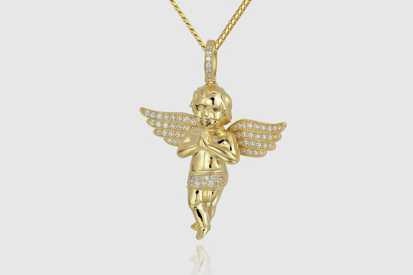 Micro Angel Diamond Pendant Yellow Gold