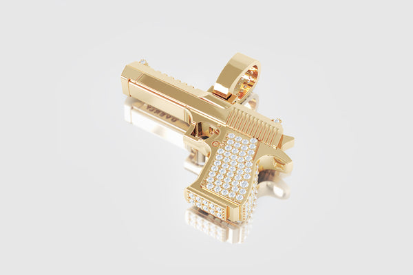 Magnum Gun Pistol Diamond Pendant