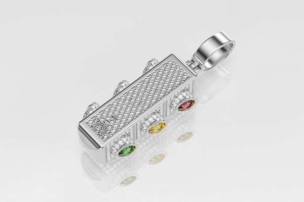 14k or 18k White Gold Traffic Light Diamond Pendant | Uverly