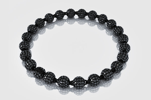 7mm Black Gold and Diamond Ball Bead Bracelet 14k or 18k Gold | Uverly