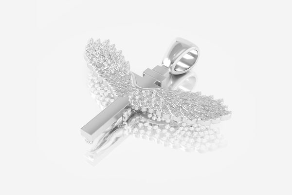 3d Jesus Cross With Wings Diamond Pendant in 14k/18k White Gold | Uverly