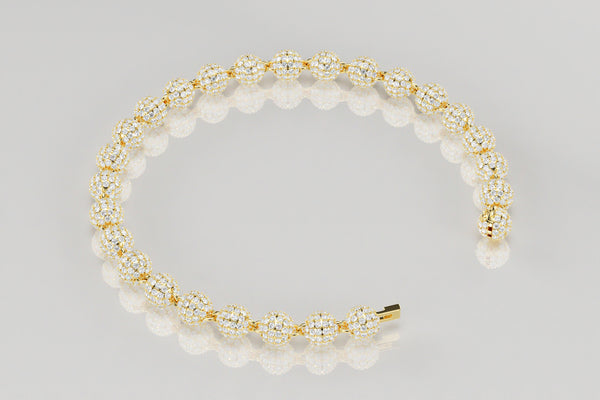 7mm Diamond Ball Bead Bracelet in 14k or 18k Yellow Gold | Uverly