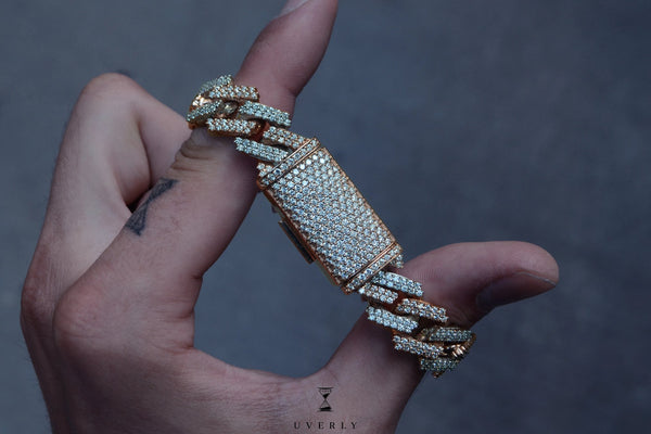 15mm Miami Cuban Diamond Necklace 14K Yellow Gold 