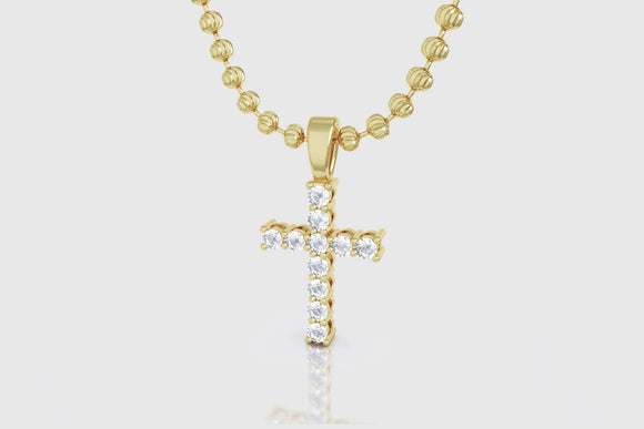 1 Row Diamond Cross Yellow Gold