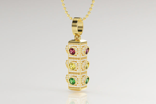 14k or 18k Yellow Gold Traffic Light Diamond Pendant | Uverly