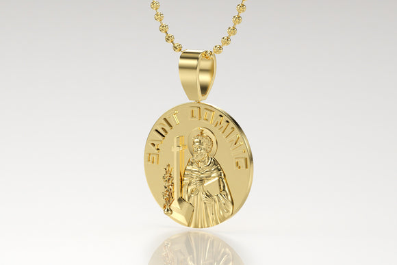 14k or 18k Yellow Gold Saint Dominic Medallion Pendant | Uverly