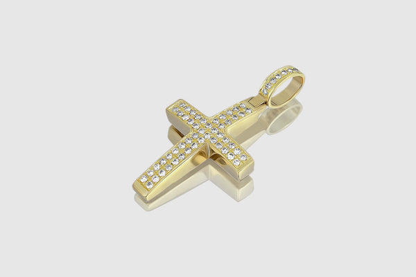 Straight Diamond Cross Pendant in 14k or 18k Gold | Uverly
