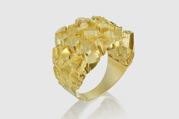 Large Nugget Yellow Gold Ring | Uverly
