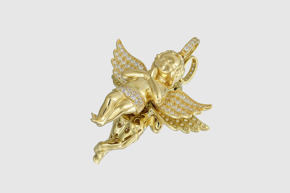 Micro Angel Diamond Pendant Yellow Gold