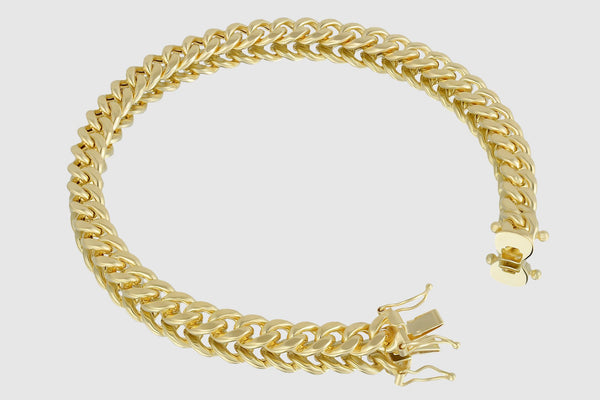 7mm Miami Cuban Bracelet 14K Yellow Gold