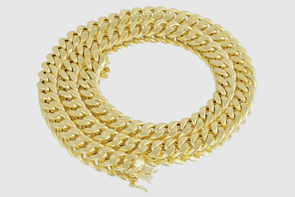 11mm Hollow Miami Cuban Gold Necklace | Uverly