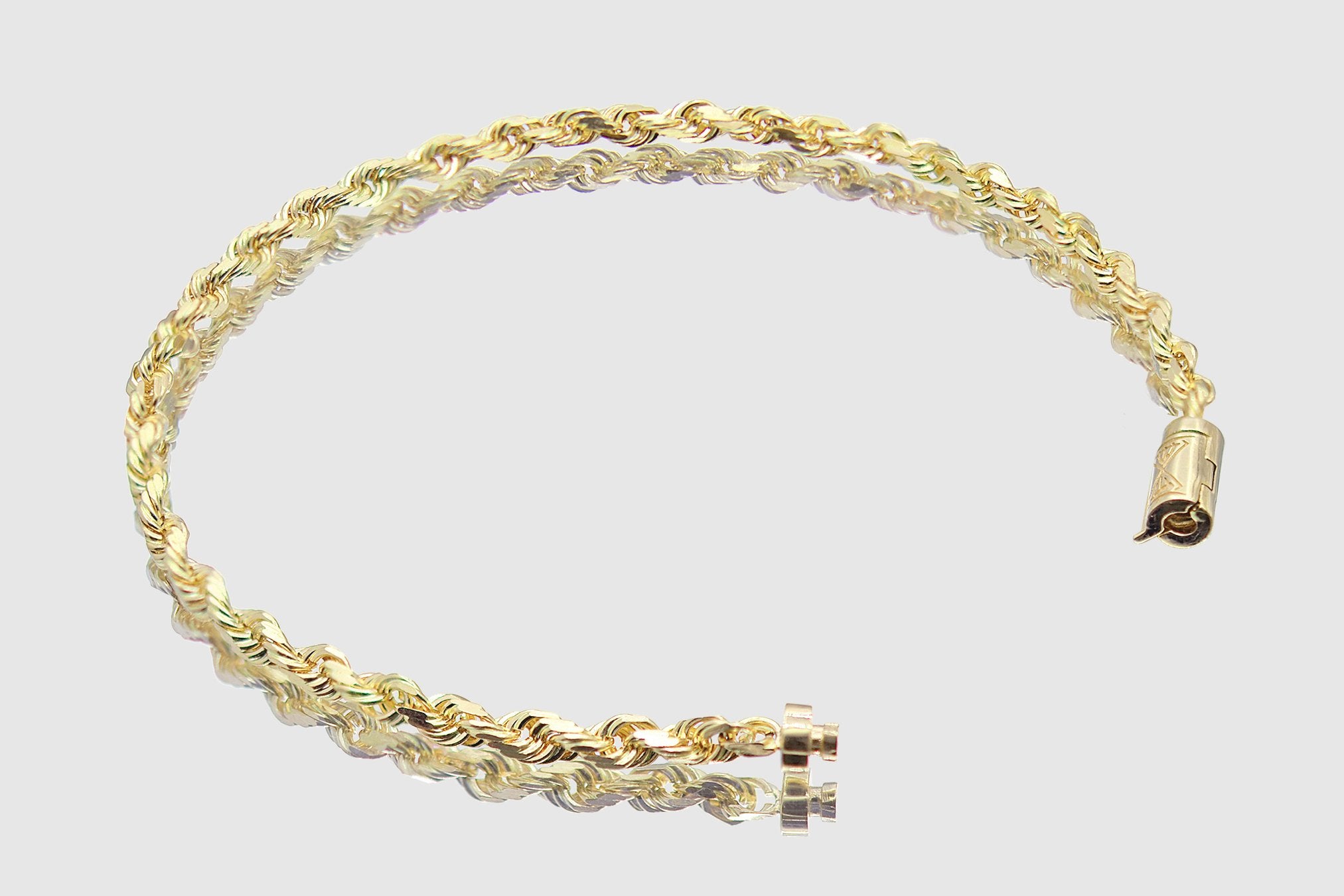 10K Yellow Gold 3.8mm Rope Chain Bracelet (8