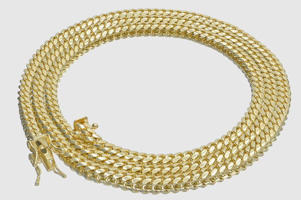 4mm Solid Miami Cuban 10k / 14k Yellow Gold Necklace | Uverly