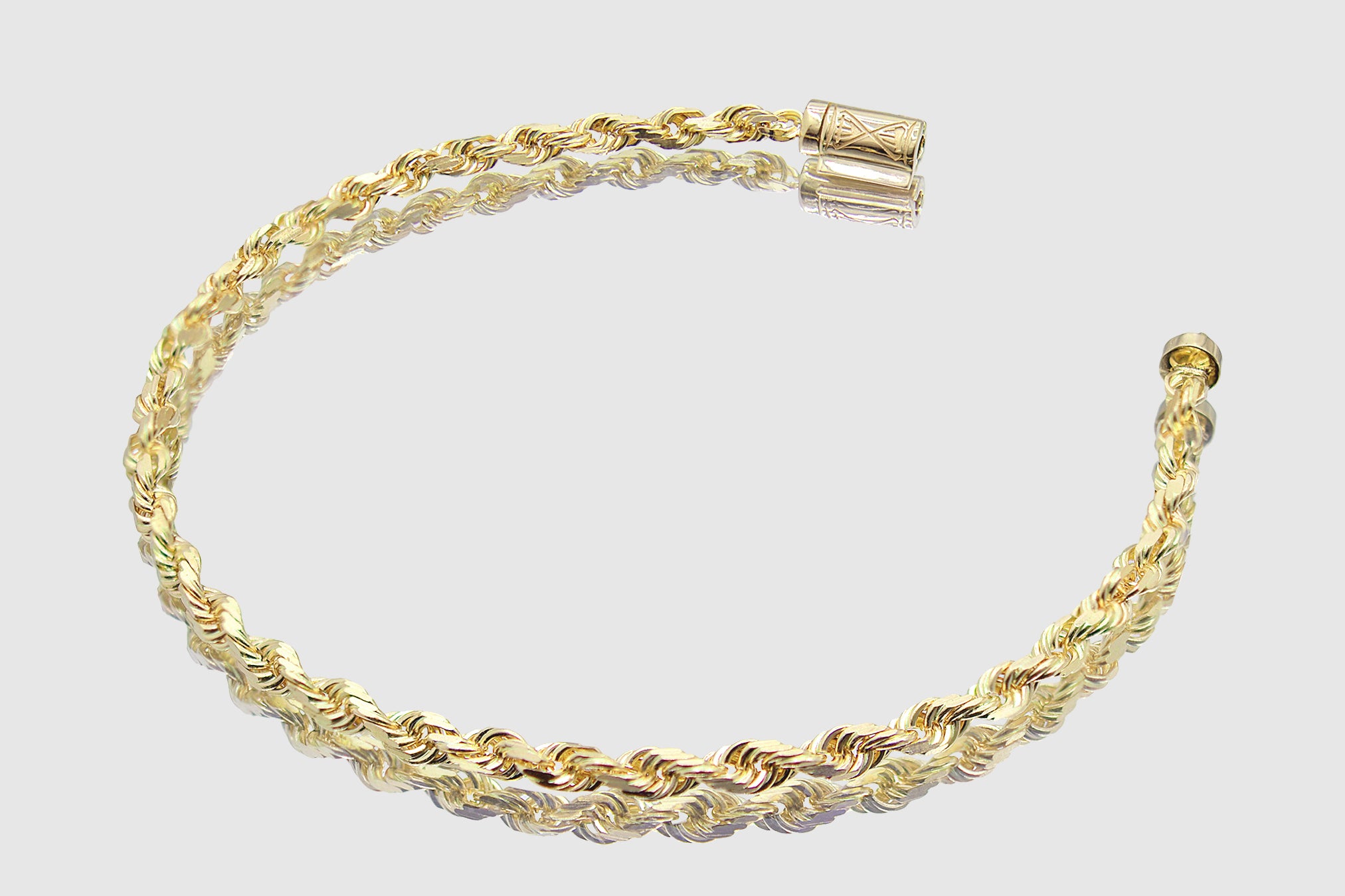4mm Solid Gold Rope Lock Bracelet | Uverly