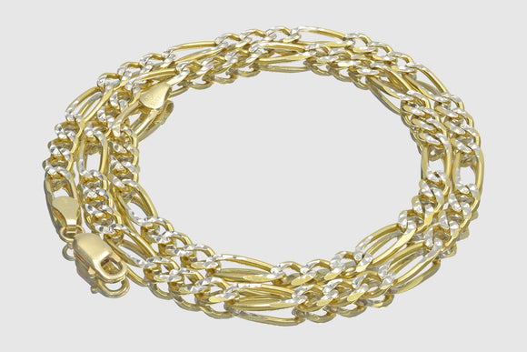 Figaro Chain Diamond Cut - 14k Solid Yellow Gold | Uverly
