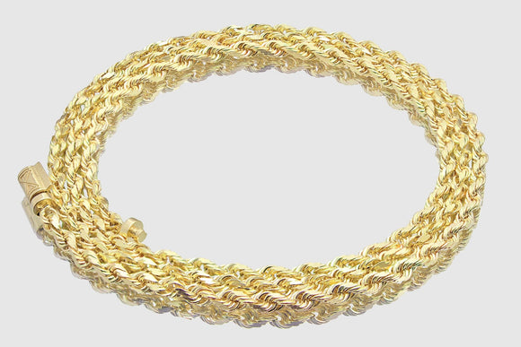 4mm Rope Chain - Barrel Lock - 10k/14k/18k Yellow Gold | Uverly