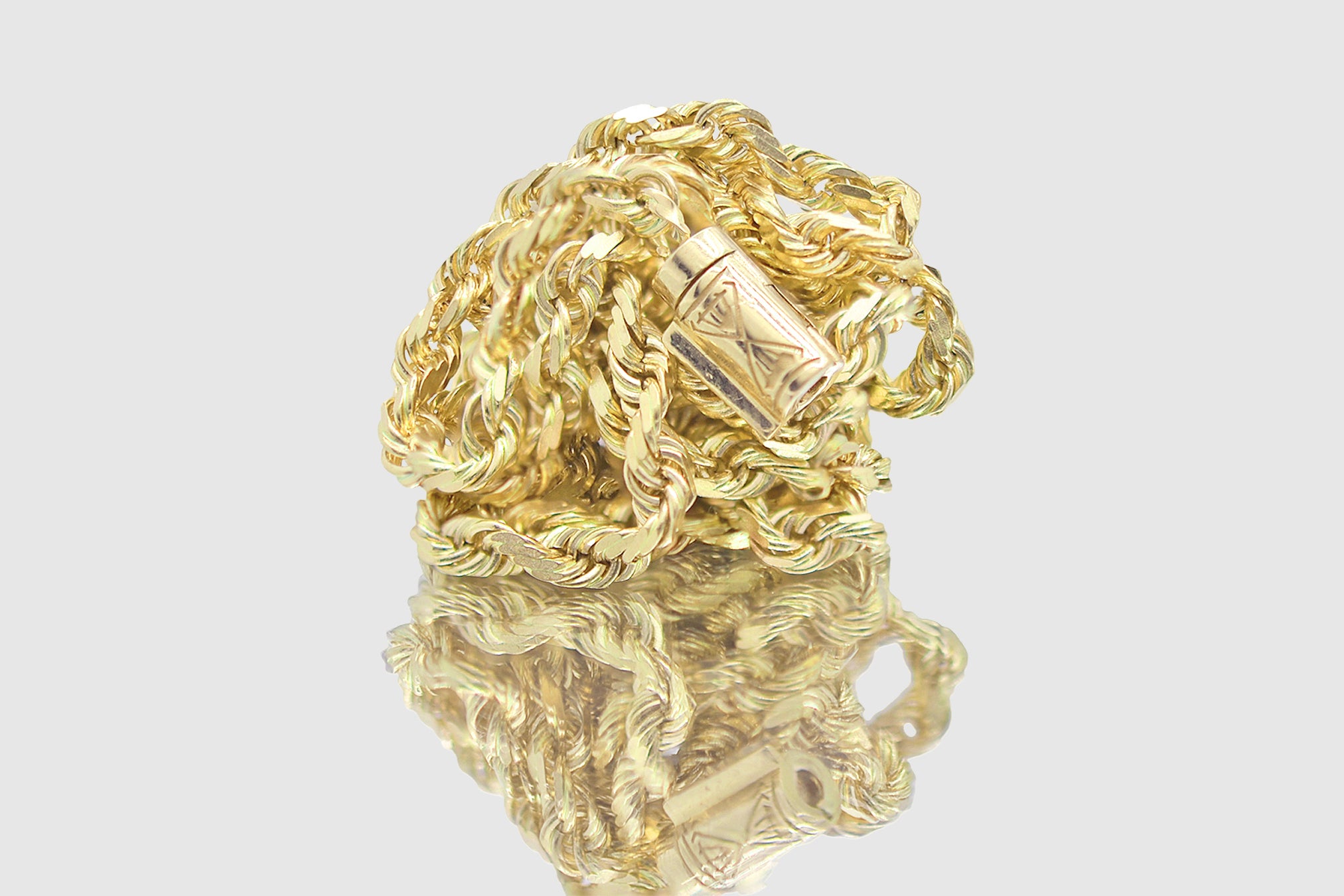 14k Gold Rope Chain, Sailor Lock Clasp Necklace