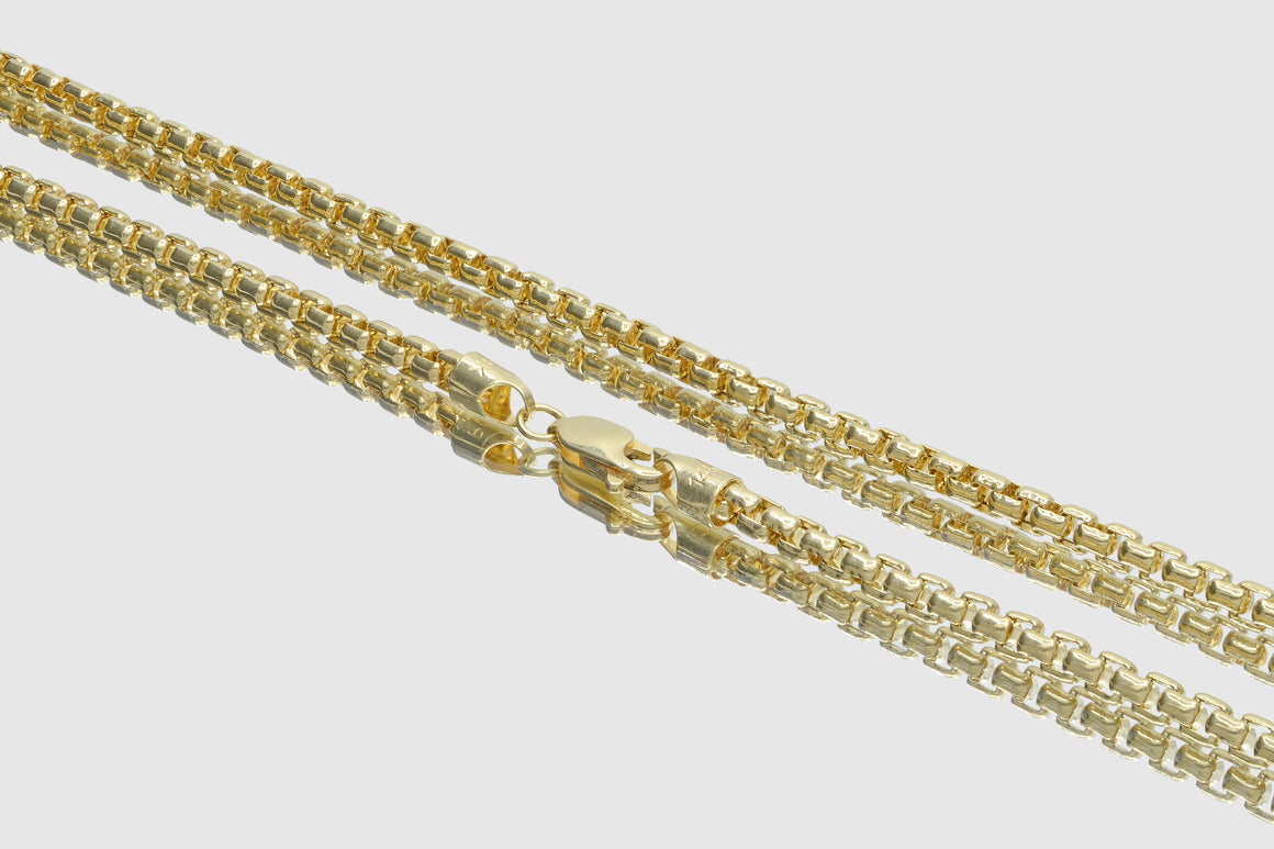 14k Round Box Solid Yellow Gold Necklace