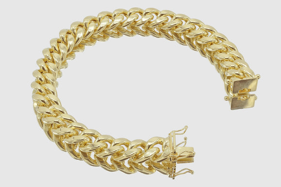 11mm Hollow Miami Cuban Gold Bracelet | Uverly