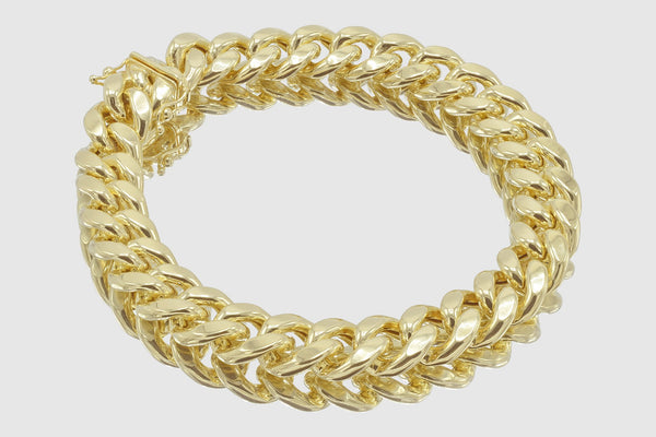 11mm Hollow Miami Cuban Gold Bracelet | Uverly