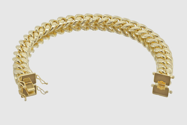 11mm Hollow Miami Cuban Gold Bracelet | Uverly