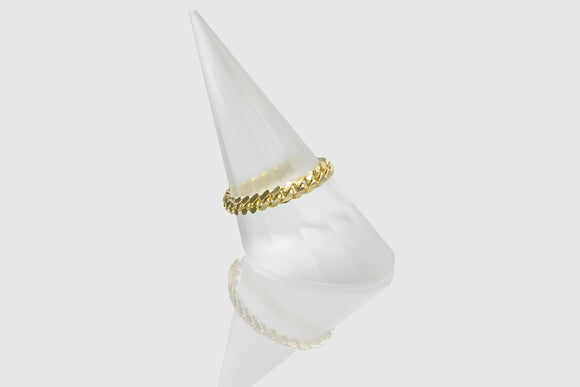 14k Yellow Gold Miami Cuban Link Chain Ring