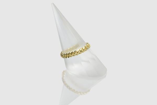 14k Yellow Gold Miami Cuban Link Chain Ring